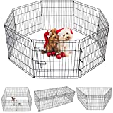 Puppy Pet Playpen 8 Panel 24 Inch Indoor Outdoor Metal Portable Folding Animal Exercise Dog Fence Ideal for Pet Animals Dog Cat Rabbit Breed Puppy