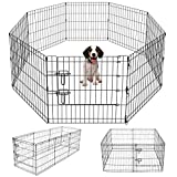 Pet Playpen Puppy Playpen Kennels Dog Fence Exercise Pen Gate Fence Foldable Dog Crate 8 Panels 24 Inch Kennels Pen Playpen Options Ideal for Pet Animals Outdoor Indoor Artmeer(24 Inch)