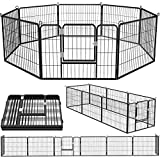 OFIKA Bold Metal Dog Playpen for Medium/Small Animals, 8 Panels 24"/32/40 Height x 32" Width, Dog Fence Exercise Pen with Doors, Pet Puppy Outdoor Playpen Pen for Outdoor, Indoor, RV, Camping, Yard.