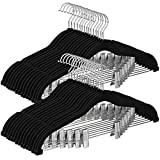 SONGMICS Skirt Hangers, Set of 30 Velvet Hangers with Adjustable Clips, Pants Hangers, Space-Saving, Non-Slip for Skirts, Coats, Dresses, 16.7-Inch Long, Black UCRF12B30