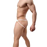MuscleMate Hot Men's Thong G-String Men's Comfort Underwear Jockstrap Men's Hot Undie (S, White)