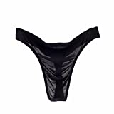 GAOGAO Newest Free Breathing Male Smooth Ice Silk G-Strings & Thongs Underwear Brief (... Black