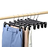 HOUSE DAY Skirt Hangers 50 Pcs 10inch Black Plastic Pants Hangers with Non-Slip Big Clips and 360 Swivel Hook, Durable Sturdy Plastic, Space-Saving Shape, Elegant for Closet Organizing