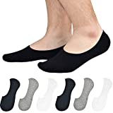 Jormatt 6 Pairs Mens Truly No Show Socks with Non Slip Grips Women Loafers Sneaker Boat Low Cut Shoes Cotton Socks,Men Shoes size 10-14