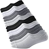 Jormatt 8 Pairs Mens No Show Boys Cotton Invisible Socks Non-Slip Women Low Cut Socks Black White for Vans Slip-On Sneakers, Men Shoe Size 10-13