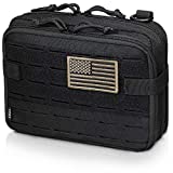 WYNEX Tactical Molle Admin Pouch of Laser Cut Design, Utility Pouches Molle Attachment Military Medical EMT Organizer with Map Pocket EDC EMT Pack IFAK Tool Holder Universal U.S.A Patch Included