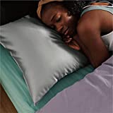 Bedsure Satin Pillowcase for Hair and Skin Queen - Silver Grey Silk Pillowcase 2 Pack 20x30 inches - Satin Pillow Cases Set of 2 with Envelope Closure, Gifts for Women Men
