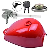 FLYPIG Fuel Gas Tank for Honda Mini Trail Z50 Z50J Z50R with Cap,Keys and Petcock fit 1979 - 1999 Monkey Z50 Bike Z50R Z50J Bike Red Color Petrol Tank New