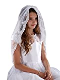 Sacred Traditions Girls Tulle Lace Edge Mantilla First Communion Veil, White, 36 Inch
