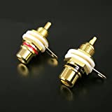 2 Pcs RCA Terminal Gold Plated Copper RCA Panel Mount Female Jack Terminal Socket Audio Connector