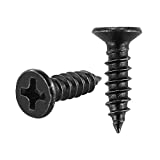 JQK #6 x 1/2" Black Screw, Flat Head Phillips Wood Screw 18-8 S/S Electroplating Black Stainless Steel, 6 x 1/2-Inch, 100-Piece, SB3514-P100