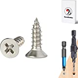 Wood Screws - 120PCS Flat Head Phillips Screws, 304 Stainless Steel Screw with Adjustable Wood Countersink Kit (#6 x 1/2")