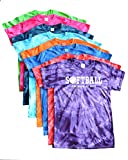 Softball Tie Dye T-Shirt - Play Tough, Get Dirty White Logo (Turquoise, YL)