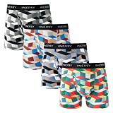 INNERSY Men's Mesh Boxer Briefs Cooling Breathable Sports Underwear W/Fly 4-Pack(Geometrical Patterns,Medium)