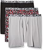 Hanes Men's Plus Size X-Temp Lightweight Boxer Briefs, 3 Pack, Grey/Black/Black and Red Print, 2X Large