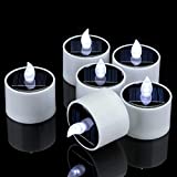 SingTok 6PCS Solar Tea Lights, Waterproof Rechargeable LED Flameless Tealight Candles with Dusk to Dawn Light Sensor for Lantern Window Outdoor Camping Emergency Home DecorCool White)