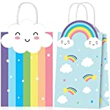 Rainbow Present Bags for Rainbow Party Favors Rainbow Birthday Goodie Treat Candy Bags with Handles Cloud Party Favor Bags for Unicorn Rainbow Party Decoration Girl Boy Kid Baby Shower Party Supplies
