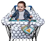 Boppy Shopping Cart and High Chair CoverPreferred | Gray Jumbo Dots with Attached Crinkle Book Toy| With Integrated Storage Pouch | 2-Point Safety Belt | Wipeable, Machine Washable | 6-48 months