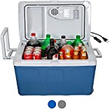 K-box Electric Cooler and Warmer with Wheels for Car and Home - 48 Quart (45 Liter) - 6 FT. EXTRA Long Cables Dual 110V AC House and 12V DC Vehicle Plugs (Blue)