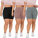 QGGQDD 3 Pack Plus Size 8" Biker Shorts for Women  High Waisted Black Maternity Yoga Shorts (2X 3X 4X)