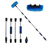 ANLINKIN Car Wash Brush with Long Handle,10" Blue Soft Bristle Brush Head,60" Water Flow Handle with an ON/Off Switch,Car Washing Brush with Hose Attachment for Car,Truck,SUV,RV and More