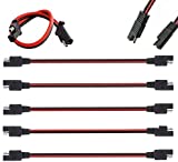 5 Pack 12" 12 Gauge 2 Pin Quick Disconnect Audiopipe Polarized Wire Harness, Heavy Duty SAE Connector Bullet Lead Cable