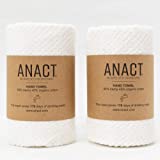 Anact - Hemp Hand Towel - Fast Drying Organic Cotton Blend Spa Quality Hand Towel - 55% Hemp, 45% Organic Cotton, 16" x 28" Textured Absorbent Hand Towel - White, 2pcs