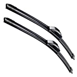 OEM Quality 24''+24'' Premium All-Season Auto Windshield Natural Rubber J-Hook Wiper Blades(Pack of 2)