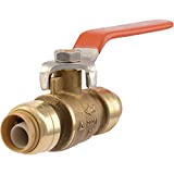 SharkBite 1/2 Inch Ball Valve, Push to Connect Brass Plumbing Fitting, Water Shut Off, PEX Pipe, Copper, CPVC, PE-RT, HDPE, 22222-0000LFA