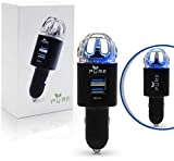Car Air Purifier Premium Air Ionizer & Car Charger Accessory w/ Dual USB Ports - Quick Charge 3.0 - Eliminate Allergens Bad Odor Pet Smell Smoke Pollen Mold Bacteria Viruses PM2.5 & VOCs Deodorizer (Black)