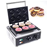 Donut Maker Machine 6 Pieces Electric Doughnut Baker Maker Machine 110V 1550W Commercial Use Nonstick, Temperature 122-572,Commercial Waffle for Restaurant and Home Use