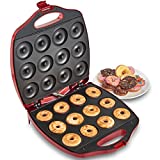 VonShef 12 Mini Donut Electric Maker Kit Set, Small Donut Snack Machine, Red