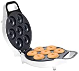 Chef Buddy Mini Donut Maker, Durable, Nonstick Easy to Use Mini Baking Machine - Cooks 7 Mini Doughnuts at a Time - Glazed, Frosted with Sprinkles, Nuts, or Vegan Donuts, & More, (White)