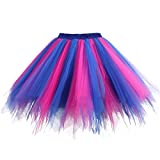 Topdress Women's 1950s Vintage Tutu Petticoat Ballet Bubble Skirt (26 Colors) Blue Fuchsia XXL