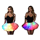 SHINYOU Women Tutu Skirt, Smart LED Light Up Ballet Skirt,Festival Rave Wear, Party Costumes Short White+Color (Waist:27~41in)