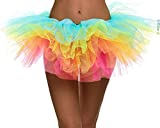 Rainbow Tutu Adult Women's Rainbow Classic 5-Layered Tulle Tutu Halloween Skirt Dance Petticoat,Rainbow Tutu