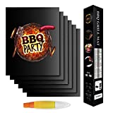 YRYM HT Grill Mat - 6 Set BBQ Grill Mats 100% Non Stick Black Grill Mats - Reusable & Easy to Clean