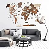 3D Wood World Map Wall Art Large Wall Dcor - World Travel Map - Any Occasion Gift Idea - Wall Art For Home & Kitchen or Office (X-Large, Multicolored)