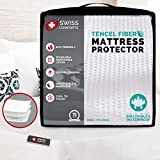 Swiss Comforts 100% Waterproof Mattress Protector King Size - Tencel Mattress Cover | Naturally Cooling, Breathable & Noiseless | Soft Fitted Bed Sheet (Tencel, King 79"x80")