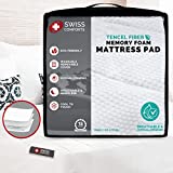 Swiss Comforts Memory Foam Mattress Pad Twin Size - Extra Soft Tencel Fabric Bed Topper - Breathable & Hypoallergenic - Elastic Fitted Mattress Cover (Twin)