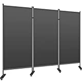 Room Divider on Wheels 3-Panel, 102" W X 71" H Room Dividers and Folding Privacy Screens for Outdoor, Indoor, Home, Office, Portable Freestanding Room Partition Wall Dividers, Porch Shading Partition