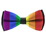 Mens Bow Ties Handmade Pre-Tied LGBT Pride Rainbow Flag Pattern Bow Ties For Men