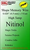 Kellogg's Research Labs, High Temp 180F (80C), 0.020" (0.5mm) Shape Memory Nitinol Wire, 5 feet