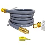 30FT 3/4 Inch ID Natural Gas Hose with Quick Connect Fittings for Natural Gas Equipment Outdoor Cooking Appliances Construction Heaters and Standby GeneratorsPass CSA Certificate.