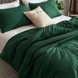 ROSGONIA Emerald Green Comforter Set Queen- 3pcs (1 Comforter & 2 Pillowcases) Solid Dark Green Queen Comforter Set for Women and Men- Reversible Soft Warm Microfiber Comforter for All Season