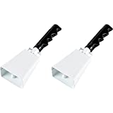 White Cowbell with Handle for Sporting Events (2 Pack)