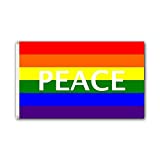 Shoe String King SSK Rainbow Peace Outdoor Flag - Large 3' x 5', Weather-Resistant Polyester