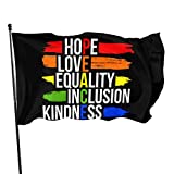 Kindness Peace Equality Love Inclusion Hope Diversity Flag - 3x5 Ft Indoor Outdoor Decoration Banner With Brass Grommets Vivid Color And Uv Fade Resistant 3x5 Foot Flags