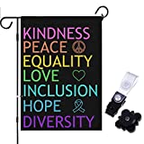 Pride Garden Flag Double Sided 12x18 Inch, Kindness Peace Equality Love Inclusion Hope Diversity Garden Flag Spring Summer Yard Lawn Outdoor Decorative