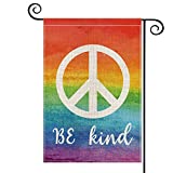 AVOIN Pride Be Kind Rainbow Peace Sign LGBT Garden Flag Vertical Double Sided, Holiday Party Yard Outdoor Decoration 12.5 x 18 Inch